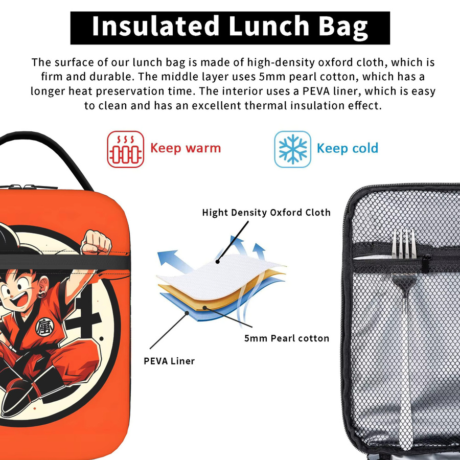 Bandai Dragon Ball Lunch Bag Father & Son Goku Isolierte Kühltasche für Unisex in Orange B: 26,0 cm, T: 21,0 cm - Bild 4