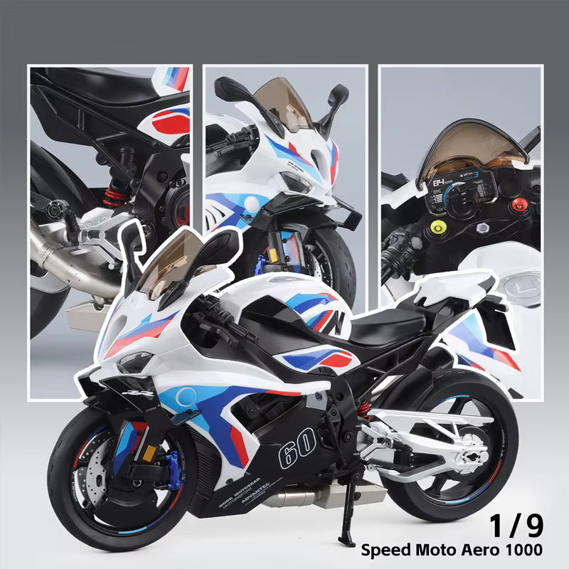 MAKEDA Sportmotorrad M1000RR S1000RR, Rennmotorrad-Modell, 1:9, mit Sound, Licht und Sprühfunktion - Bild 3