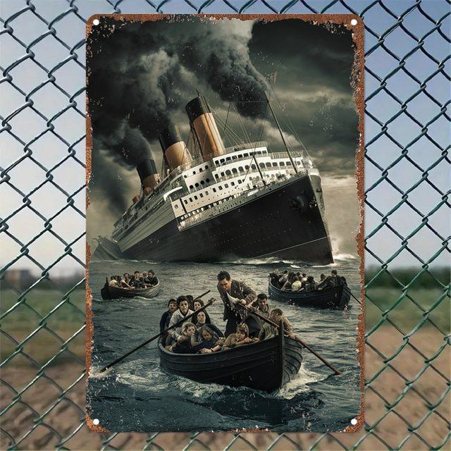 HELLOYOUNG Vintage Titanic Metallblechschild aus Aluminium als rustikale Wandkunst zur Dekoration, Rechteckig, B: 30,0 cm, H: 20,0 cm, T: 20,0 cm - Bild 1