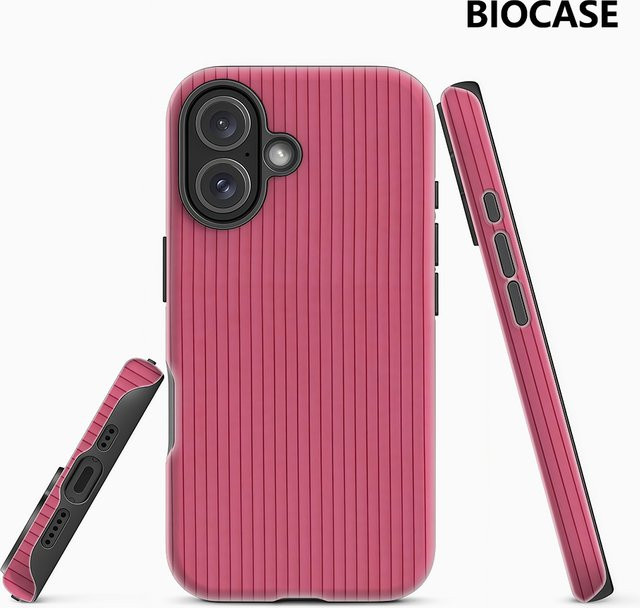 Handyhülle mit rosa dünnen Streifen für Apple iPhone 12 bis iPhone 17 Pro Max Plus mit doppelschichtiger Rückseite - Bild 1