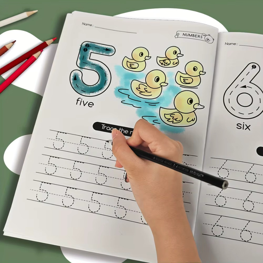 SONGYI Vorschul-Mathe-Arbeitsbuch zur Zahlenverfolgung und Stiftkontrolle für Kinder in Multicolour - Bild 4