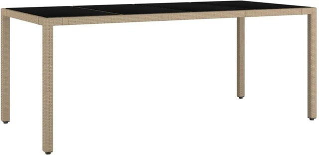 Furnicato Gartentisch aus PE-Rattan mit Glasplatte in Beige, B/T/H: 190 x 90 x 75 cm - Bild 1
