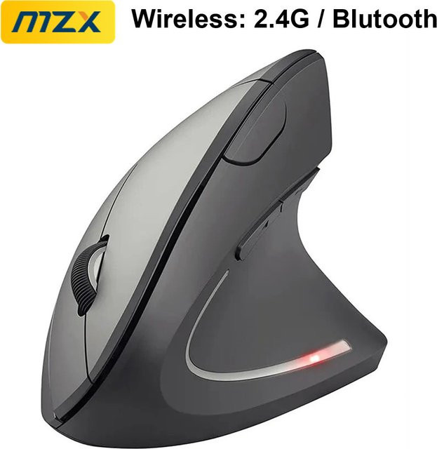 MZX Ergonomische vertikale kabellose Maus in Schwarz mit Bluetooth und USB für PC und Laptop - Bild 1