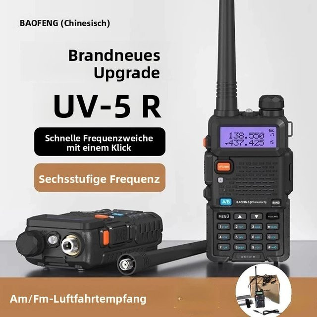 Baofeng UV-5R Dual-Band Walkie-Talkie in Schwarz mit 128 Kanälen und VHF/UHF FM - Bild 1