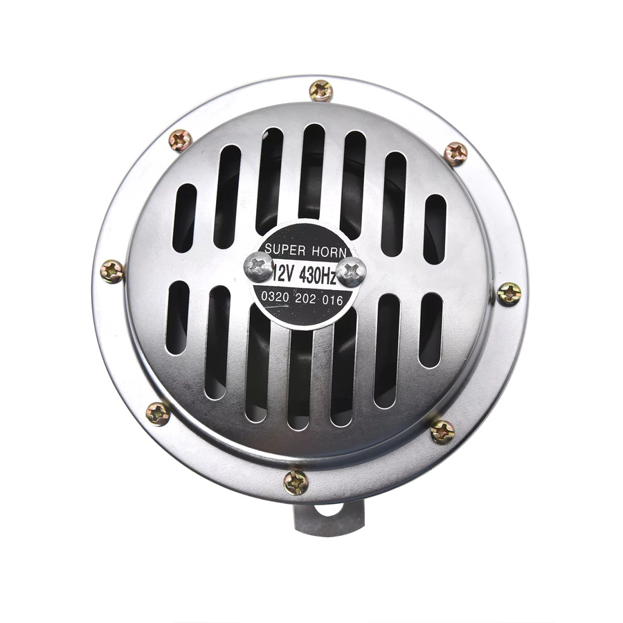 ZMFJH Elektrische Super Horn Lufthupe Set 12V 430 Hz in Chrom Aluminium für Autos LKW und Motorräder, Durchmesser: 125 mm, Farbe: Silber - Bild 2
