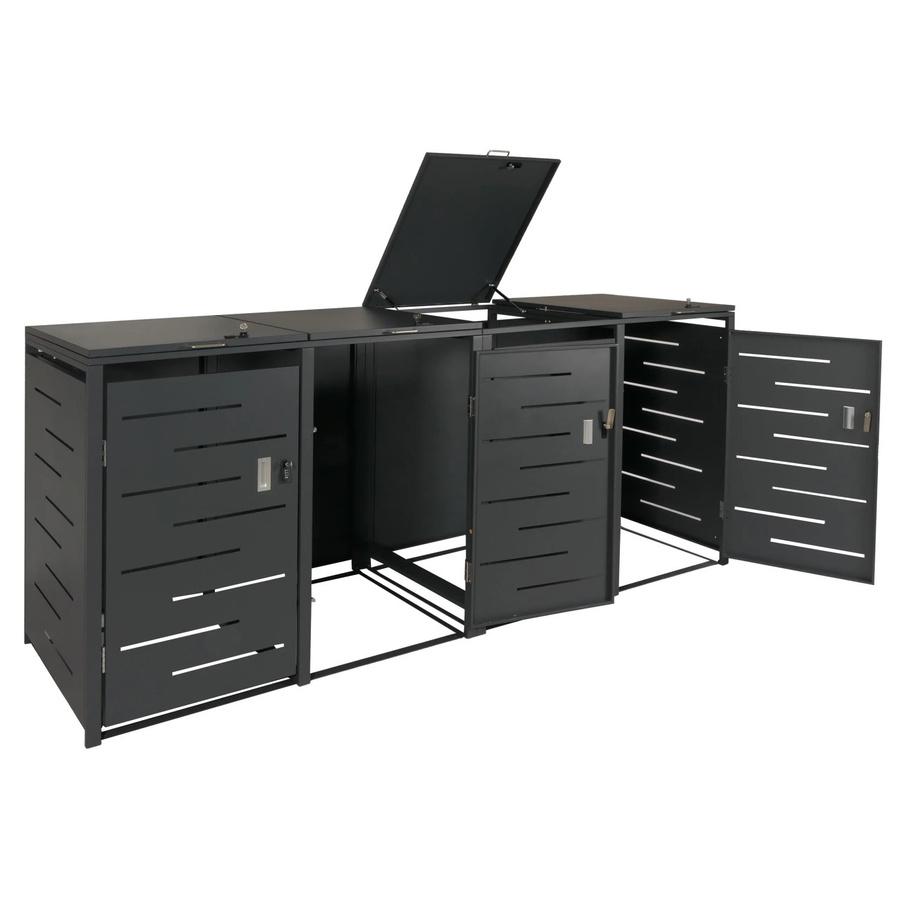 PROREGAL Mülltonnenbox für 4 Tonnen, erweiterbar, Anthrazit, B/T/H: 116,5 x 80 x 263 cm - Bild 2