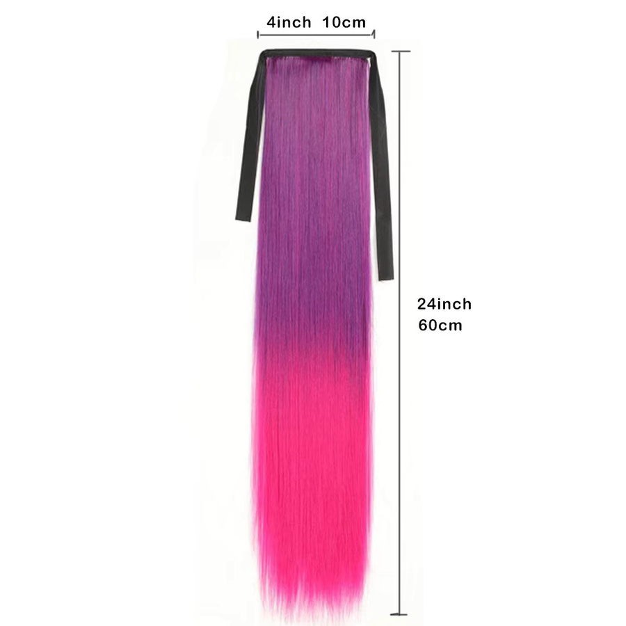 Jeedou Pferdeschwanz Verlängerung, Regenbogen Ombre, Synthetisch - Bild 2