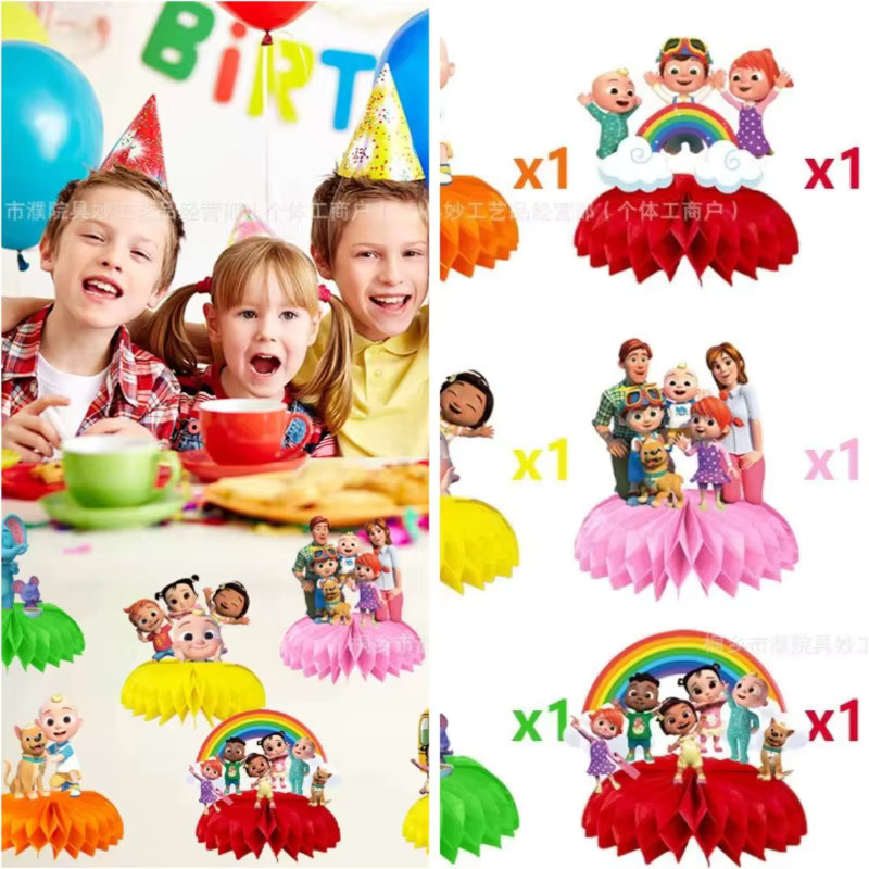 Cocomelon Waben-Papierdekoration für den Tisch als 3D Geburtstag Party-Deko für Kinder, Multicolor - Bild 3