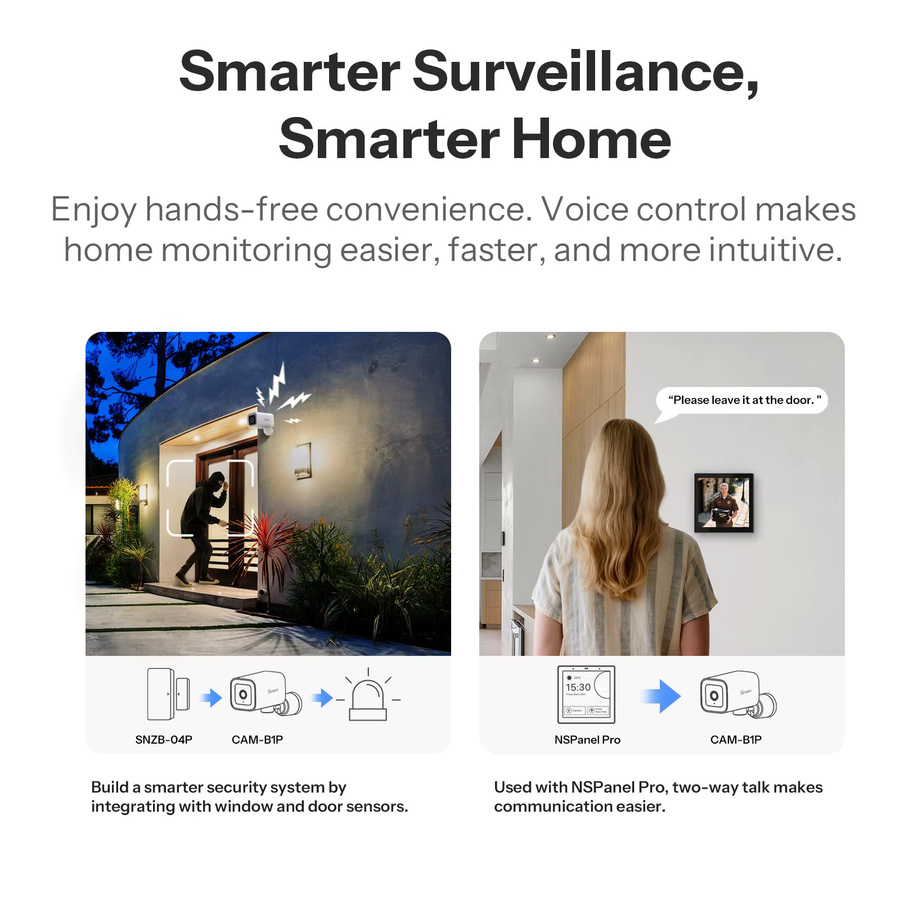 SONOFF CAM-B1P Smart Security Kamera 2K HD Outdoor, Wetterfest IP65, AI Menschliche Erkennung, Smart Tracking und Vollfarbe Nachtsicht, Weiß - Bild 6