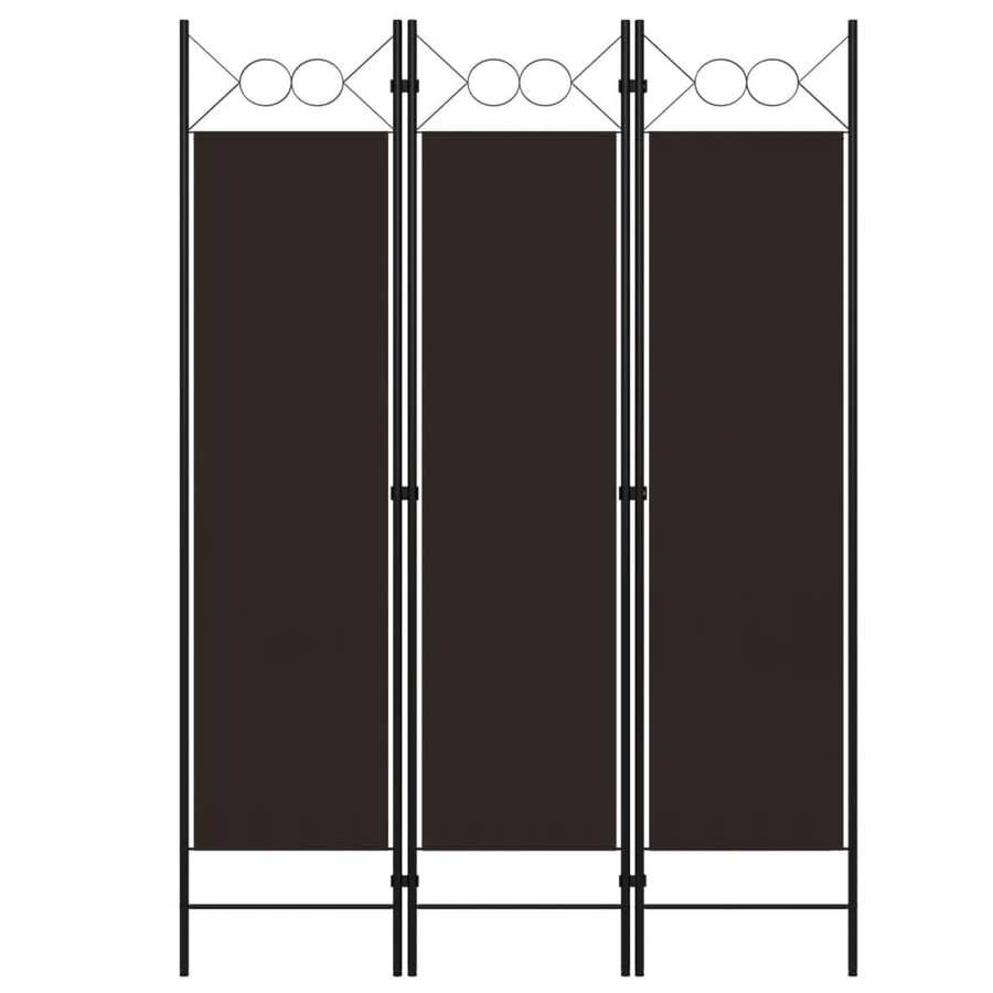 vidaXL Raumteiler 3-teilig Braun mit Kreisdesign aus Stoff und Eisen, B: 120 cm, H: 180 cm - Bild 2