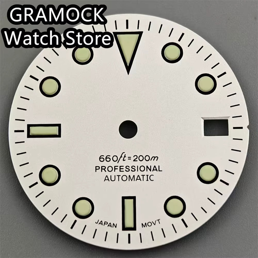 GRAMOCK Zifferblatt, 29 mm, weiß schwarz, grün leuchtend, Unisex - Bild 2