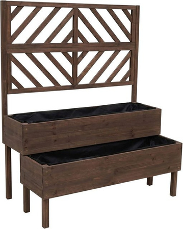 Relaxdays Hochbeet aus Tannenholz mit Rankgitter in Braun, H x B x T: 135 x 109 x 62 cm