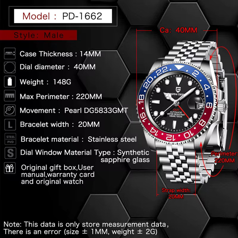 PAGANI DESIGN GMT Automatikuhr, Edelstahl, 40 mm, Herren - Bild 6