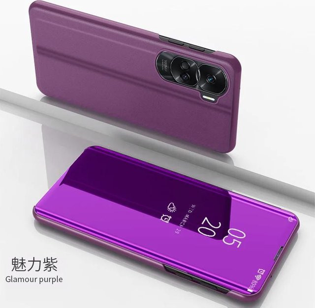 Luxus Smart Mirror Flip Stand Handyhülle für Honor 90 Lite 5G in Violett - Bild 1