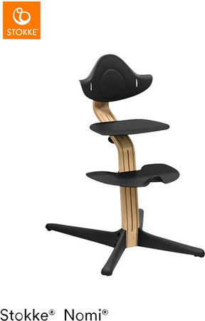 Stokke Nomi Bundle Hochstuhl Eiche mit Babyset und schwarzem Zubehör