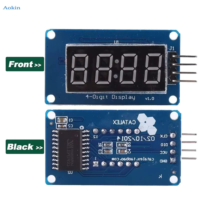 AOKIN TM1637 Digitales LED-Anzeigemodul mit 4 Bits und 7-Segment-Anzeige für Arduino, rote Anode, 0,36 Zoll - Bild 3
