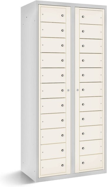 rotstahl Fächerschrank mit 22 Fächern und Zentraltüren, Farbe Weiß, B/T/H: 80 x 50 x 180 cm - Bild 1