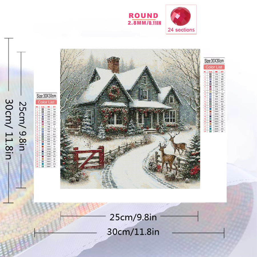 Momoart Diamantstickerei Set Winter Landschaft Haus Mosaik Muster für Erwachsene und Anfänger, Multicolour, B/B/B: 20 x 20 x 20 cm - Bild 2