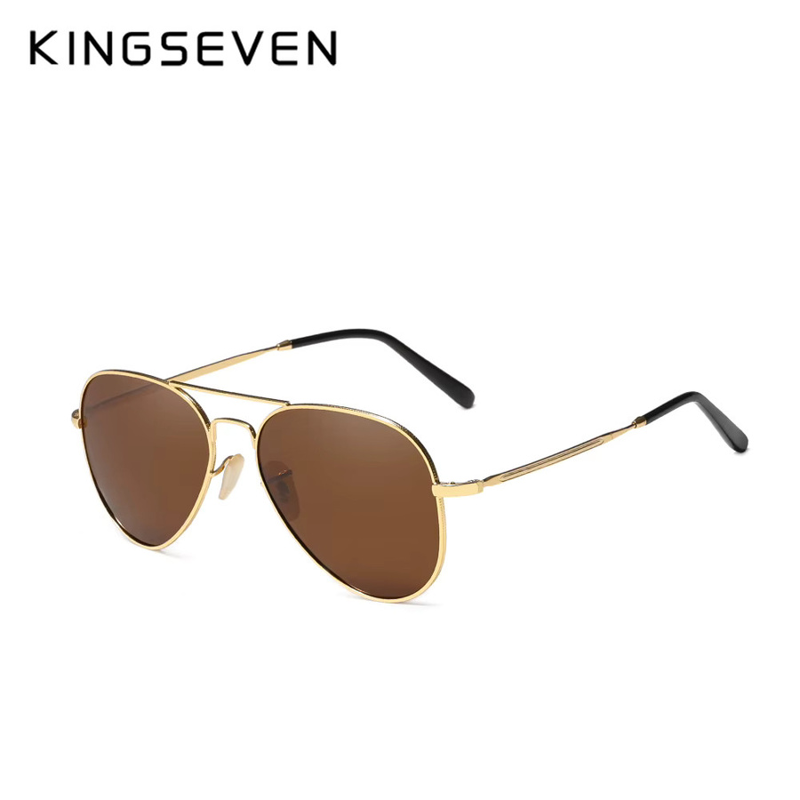 KINGSEVEN Sonnenbrille Aviator, Metall, Gold, Unisex, Vollrand, polarisiert - Bild 4
