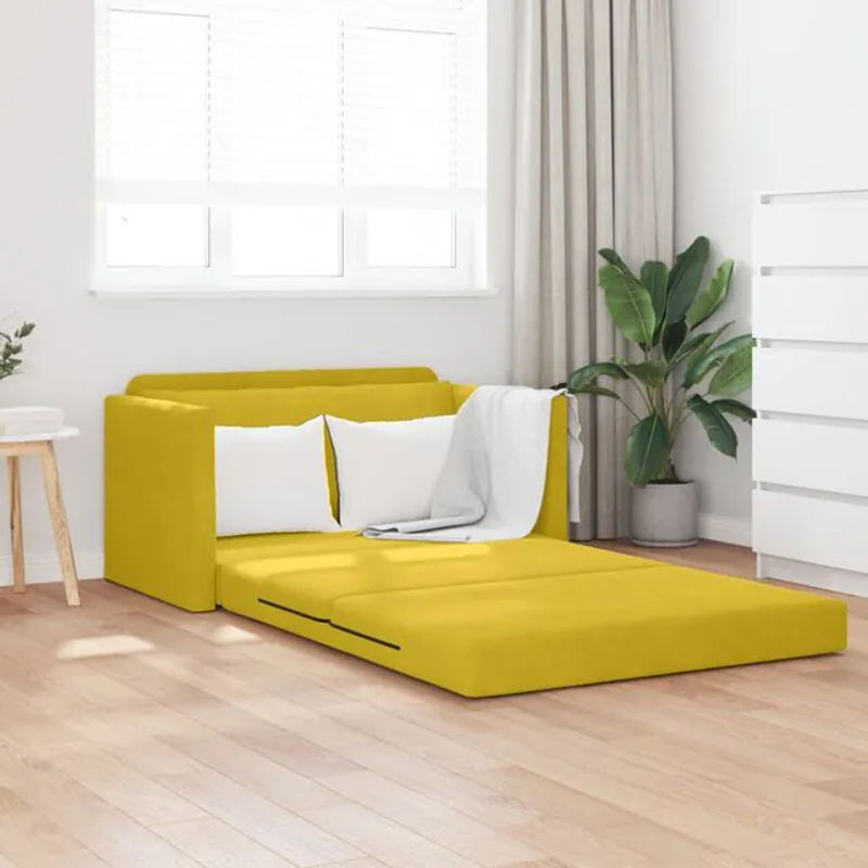 Vidaxl Schlafsofa aus Samt in Gelb mit Sonnenblumen-Design, B/T/H: 204 x 124 x 61 cm - Bild 1