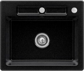 Villeroy & Boch Siluet 60 S Flat bündige Keramikspüle in Schwarz mit Ablagegarnitur und Excenterbetätigung, Breite: 60 cm - Bild 1