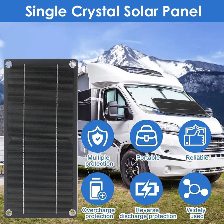 Solarpanel 12 V mit Solarzelle als Autoladegerät und Notfall-Batterieversorgung in Schwarz - Bild 5
