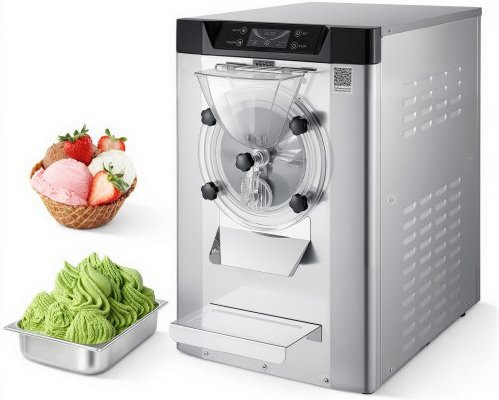 VEVOR Gewerbliche Eismaschine in Silber mit 2000 W Leistung, 12–20 L/h Kapazität, 6 L Edelstahlbehälter und LED-Digitaldisplay für Gelato und Eiscreme - Bild 1