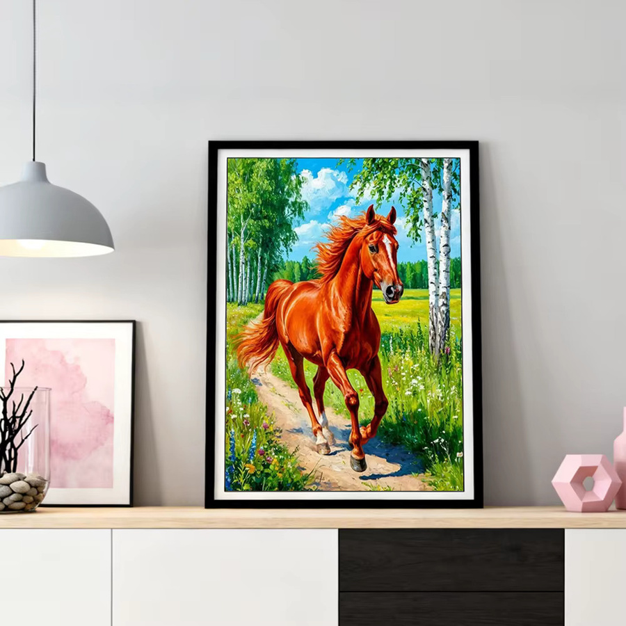 HUACAN Diamond Painting Set Pferde Motiv mit runden und quadratischen Steinen in Multicolour, B/H: 30,0 x 20,0 cm - Bild 2