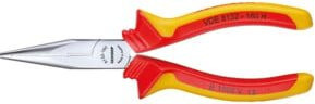 Gedore VDE Flachrundzange für Elektronik mit langen gezahnten Backen, Länge: 160 mm, VDE 8132-160 H - Bild 1