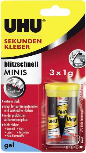 UHU Sekundenkleber Minis Gel transparent, 3 x 1 g - Bild 1
