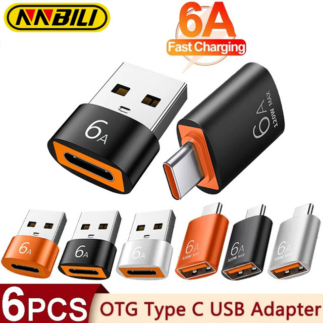 NNBILI USB-C-zu-Typ-C-OTG-Adapter in Orange mit 120 W für MacBook und Samsung zur Datenübertragung und zum Laden - Bild 1