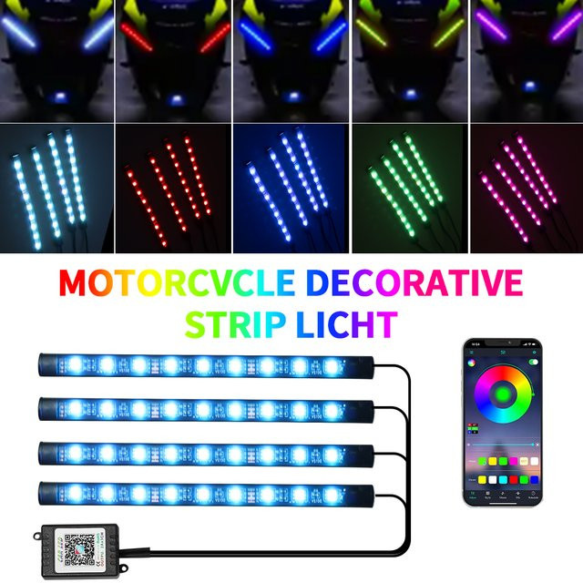 WUMFIRE Motorrad LED Atmosphäre Licht Kit mit RGB Neon Flex Streifen, Fernbedienung und App-Steuerung, Multicolour - Bild 1