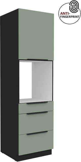 Küchen Hochschrank ARIA Aquamarin matt mit 3 Schubkästen und Tür sowie offenem Fach, Breite: 60 cm - Bild 1
