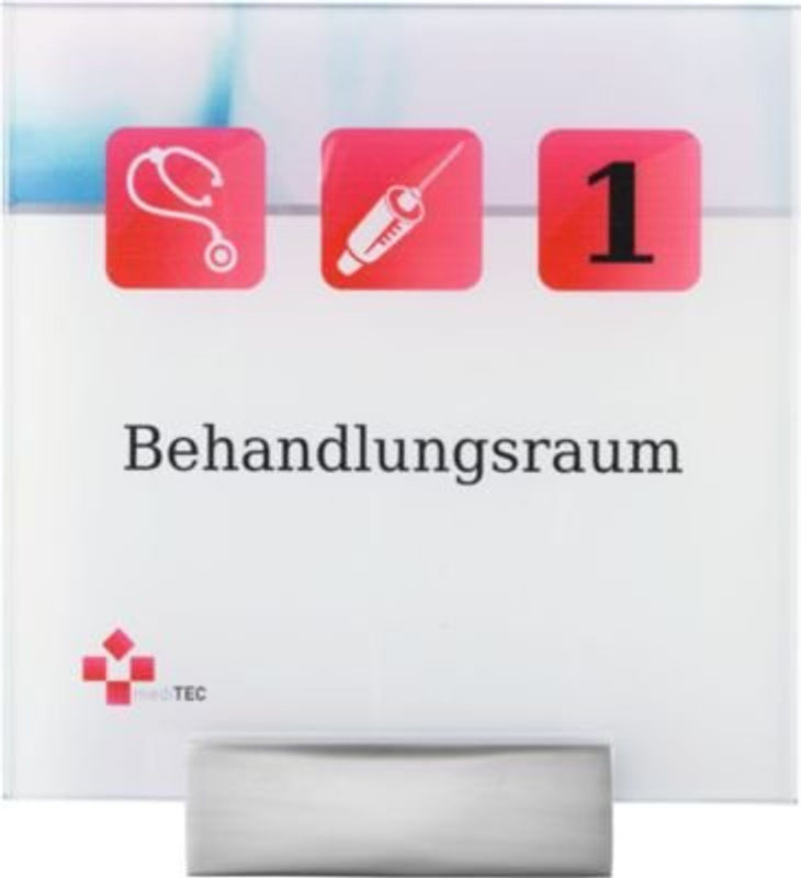 moedel MONACO Türschild aus ESG-Glas und Aluminium in Alusilber, quadratisch, individuell beschriftbar, B: 14,8 cm x H: 14,8 cm - Bild 1