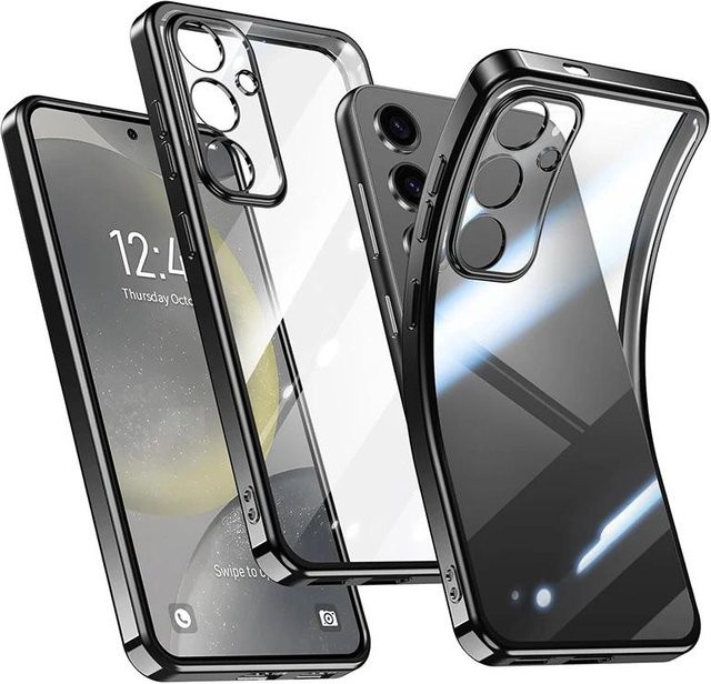Luxus Silikon Schutzhülle für Samsung Galaxy S24 S23 S22 S21 Plus FE Ultradünn Galvanisiert Transparent Stoßfest Schwarz - Bild 1