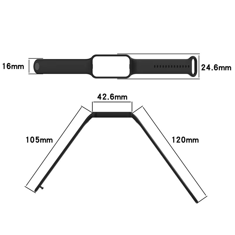 Huami Uhrenarmband Silikon, Schwarz, Huami Amazfit Band7, Redmi Smart Band2 - Bild 3