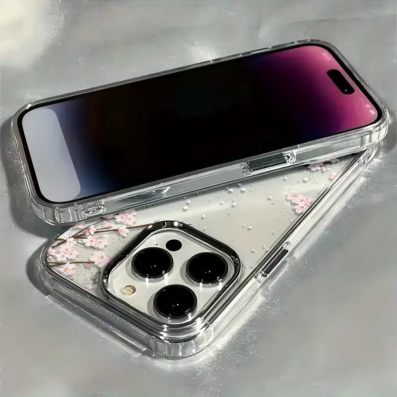 Wolkerfly Weiche Handyhülle Winter Erster Schnee Kirschblüten Design für iPhone 17 17Air 16 15 14 13 12 11 Pro Max XS X XR 7 8 Plus Transparent - Bild 2