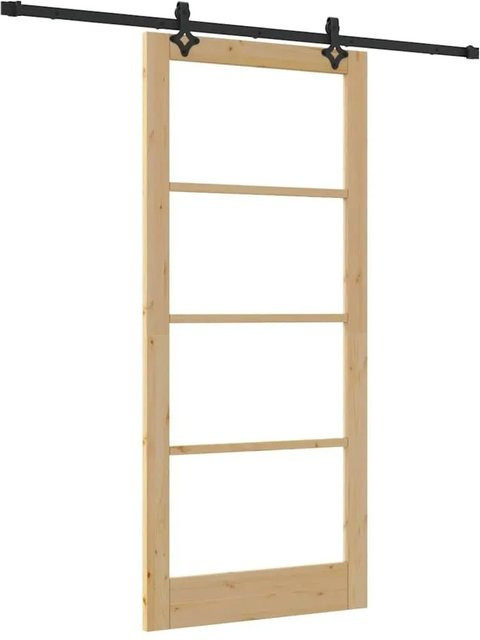 vidaXL Schiebetür ORKDAL modern in Natur und Schwarz mit Glas, B/H: 93 x 211 cm - Bild 1