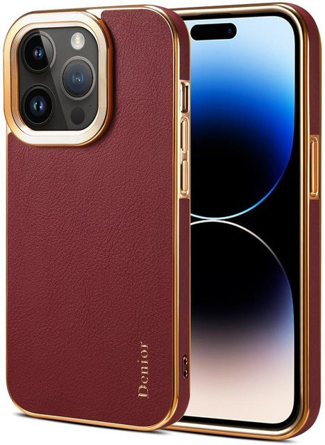 Apple iPhone 15 Pro Max Handyhülle aus Leder in Rot, Sturzsichere Business Luxus Schutzhülle - Bild 1