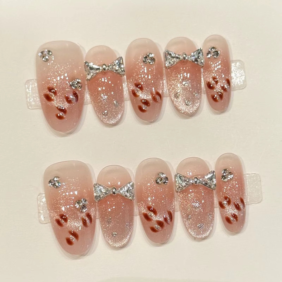 YADORNOS Künstliche Nägel, oval, rosa, schimmernd, 10 Stück - Bild 2