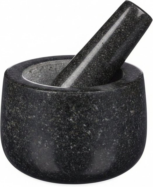 Relaxdays Mörser mit Stößel aus Granit in Schwarz, Breite: 8,5 cm, Tiefe: 12 cm - Bild 1