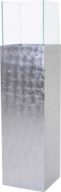 Vivanno Windlichtsäule Candela in Blattsilber mit Blättchenoptik, B/T/H: 25 x 25 x 100 cm - Bild 1
