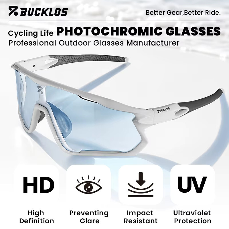 BUCKLOS Sportsonnenbrille, Vollrand, weiß, blau, Unisex, Kunststoff - Bild 1