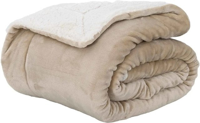 vidaXL Überwurfdecke Beige aus Fleece, B/B: 150 x 200 cm - Bild 1
