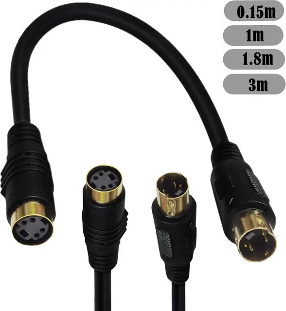 BSN S-Video-Kabel Mini-DIN 4-Pin Stecker auf Buchse, vergoldeter Anschluss, Farbe: Schwarz - Bild 1
