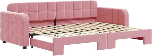 vidaXL Tagesbett ausziehbar in Rosa mit Samtbezug B/T/H: 80 x 200 cm - Bild 1