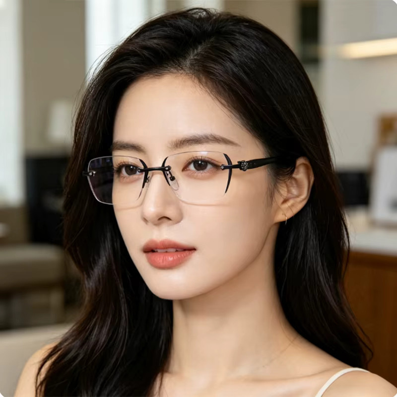 CHUANCHEN Lesebrille, quadratisch, randlos, Metall, Unisex - Bild 3
