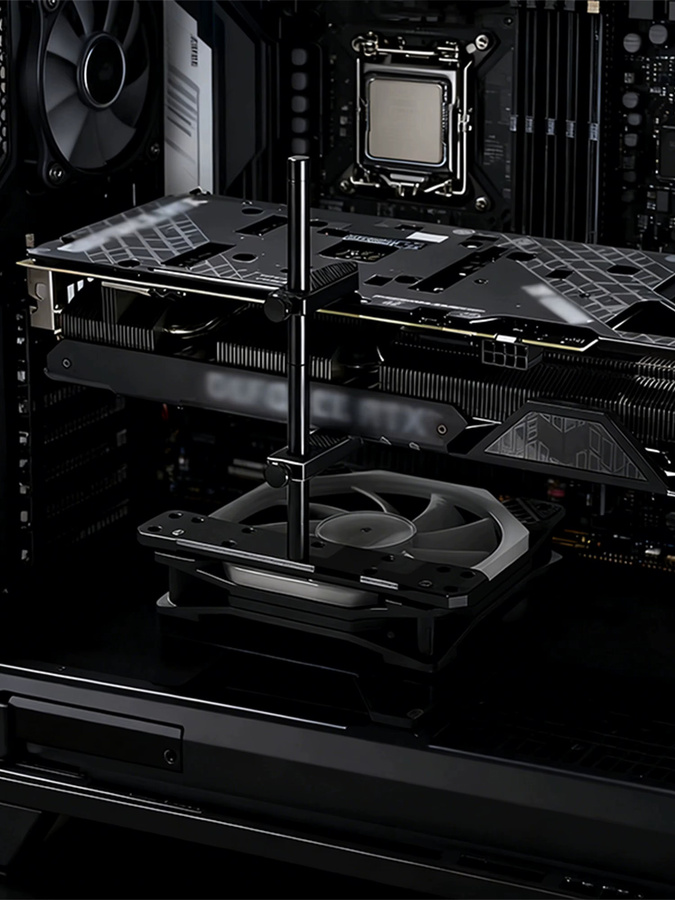 AuyiHomu Dual-Arm GPU-Stützhalterung aus Aluminiumlegierung in Schwarz und Silber - Bild 4
