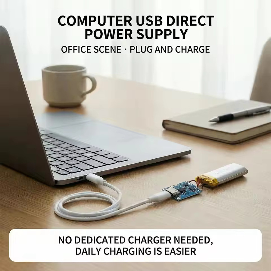 TP4056 Lithium-Akku-Lademodul mit Schutzfunktion für 18650 Li-Ion Akkus, Typ-C und Micro-USB, Blau - Bild 4