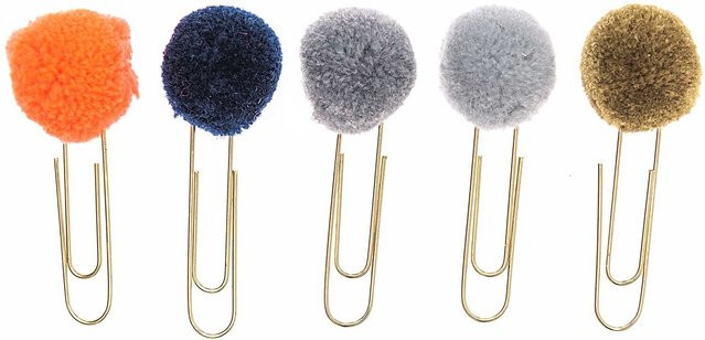 Rico Design Paper Poetry Büroklammern mit Pompons in Blau, 5 Stück, 4 cm - Bild 1